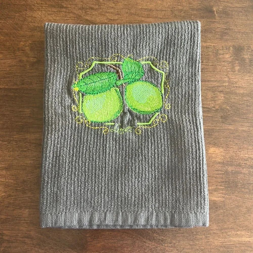 Pair of Gray Cotton Limes Oranges Kitchen BarMops 18” by 16”